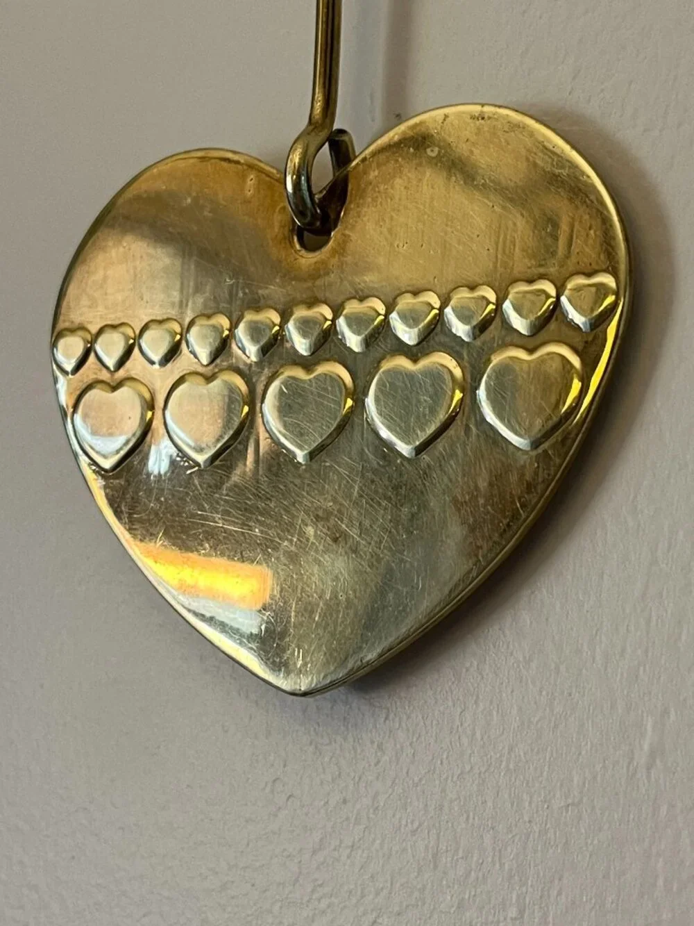 Brass Hanging Heart Ornament with Candlestick Holder